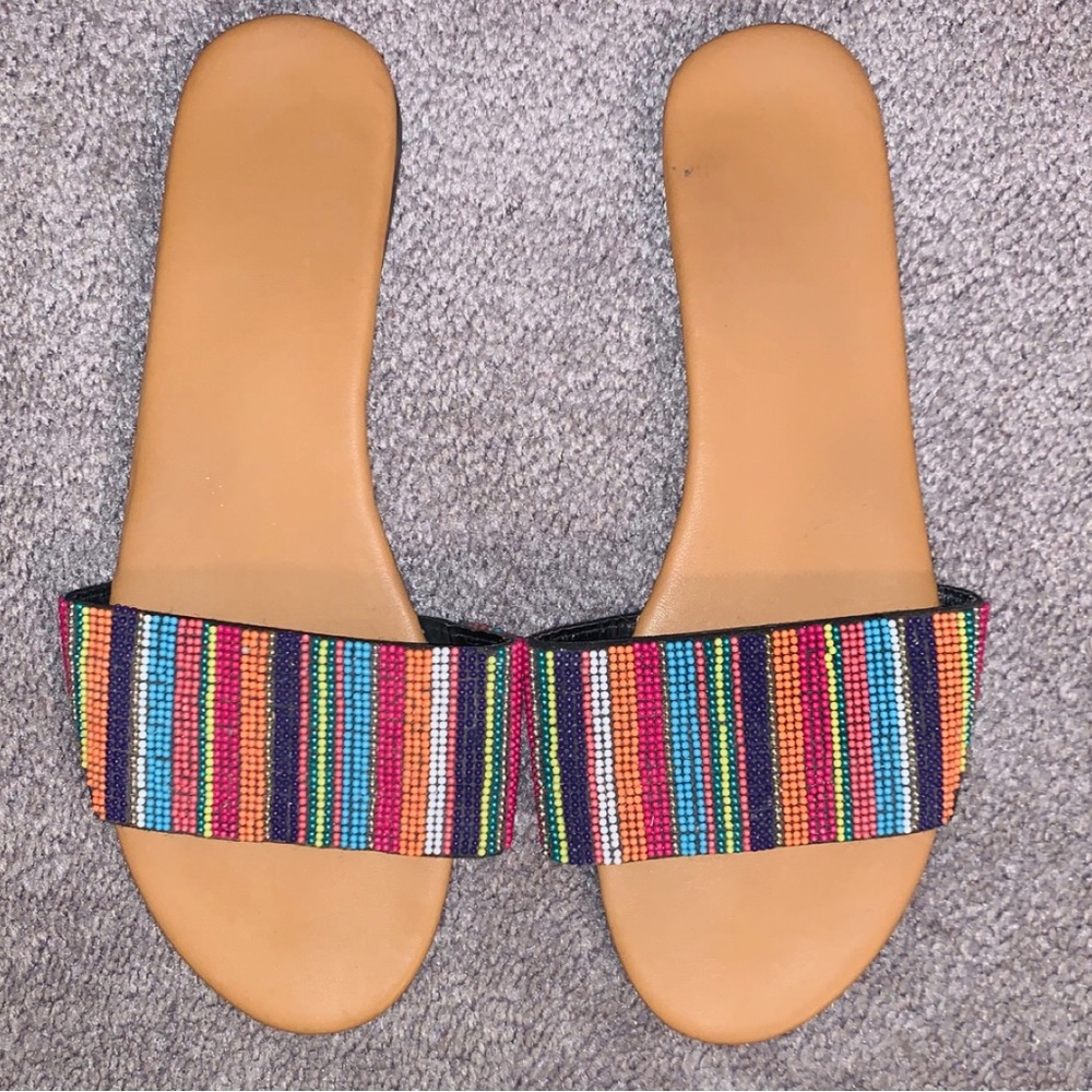 Size 9 colorful flat sandals